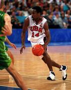 21 September 2000; Garry Payton of USA during the Men's Basketball Preliminary Round Group A match between USA and Lithuania at The Dome in the Sydney Olympic Park, in Homebush Bay, Sydney, Australia. Photo by Brendan Moran/Sportsfile