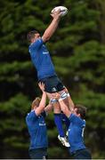 26 August 2015; Joe Carley, Leinster, wins possession in a lineout. U19 Friendly, Leinster v Worcester, Templeville Road, Dublin. Picture credit: Matt Browne / SPORTSFILE