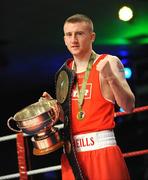 20 February 2009; Paddy Barnes, Holy Family Golden Gloves, celebrates his walk over. National Senior Boxing Championships Finals, National Stadium, Dublin. Picture credit: Ray Lohan / SPORTSFILE