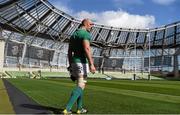 28 August 2015; Ireland's Paul O'Connell makes his way out for the captain's run. Ireland Rugby Squad Captain's Run, Aviva Stadium, Lansdowne Road, Dublin. Photo by Sportsfile