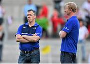 21 August 2015; Leinster head coach Leo Cullen, right, and team manager Guy Easterby. Pre-Season Friendly, Ulster v Leinster, Kingspan Stadium, Ravenhill Park, Belfast. Picture credit: Ramsey Cardy / SPORTSFILE
