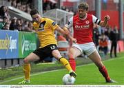 28 August 2015; Cillian Morrison, Derry City, in action against Ger O'Brien, St Patrick's Athletic. SSE Airtricity League Premier Division, St Patrick's Athletic v Derry City, Richmond Park, Dublin. Picture credit: Sam Barnes / SPORTSFILE