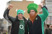 28 February 2009; Ireland supporters Shane Mulcahy and Billy O'Sullivan, right, from Midleton, Co. Cork, on their way to the game. RBS Six Nations Rugby Championship, Ireland v England, Croke Park, Dublin. Picture credit: Pat Murphy / SPORTSFILE