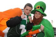 28 February 2009; Ireland supporters Seamus Hoctor and his brother Daryl, right, from Offaly, on their way to the game. RBS Six Nations Rugby Championship, Ireland v England, Croke Park, Dublin. Picture credit: Pat Murphy / SPORTSFILE
