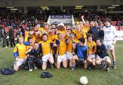 28 February 2009; The St. Patrick's College squad celebrate with the Trench Cup. St. Patrick's College, Drumcondra v Mary Immaculate College, Limerick - Ulster Bank Trench Cup Final, CIT Sports Stadium, Cork. Picture credit: Matt Browne / SPORTSFILE