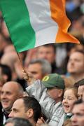 28 February 2009; A young supporter cheers on Ireland during the game. RBS Six Nations Rugby Championship, Ireland v England, Croke Park, Dublin. Picture credit: David Maher / SPORTSFILE