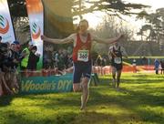 1 March 2009; Keith Kelly, Drogheda & District A.C., crosses the line to win the AAI Senior Cross Country Championships. Santry Demense, Co. Dublin. Picture credit: Pat Murphy / SPORTSFILE