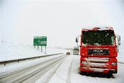 4 March 2009; A truck stuck on the Mitchelstown Bypass due to snowy weather conditions. Mitchelstown Bypass, Co. Cork. Picture credit: Matt Browne / SPORTSFILE