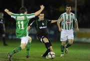 6 March 2009; Stephen Bradley, Shamrock Rovers, in action against Gary McCabe, left, and Dave Mulcahy, Bray Wanderers. League of Ireland Premier Division, Bray Wanderers v Shamrock Rovers. Carlisle Grounds, Bray, Co. Wicklow. Picture credit: Stephen McCarthy / SPORTSFILE