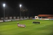 6 March 2009; General view of  St Patrick's Athletic and Galway United teams during a minute silence before the start of the opening game of the season. League of Ireland Premier Division, St Patrick's Athletic v Galway United, Richmond Park, Dublin. Picture credit: David Maher / SPORTSFILE