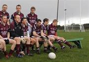 8 March 2009; The bench falls as members of the Westmeath panel pose for a team photograph. Allianz GAA National Football League, Division 1, Round 3, Mayo v Westmeath, Fr. O'Hara Memorial Park, Charlestown, Co. Mayo. Picture credit: Ray Ryan / SPORTSFILE