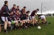 8 March 2009; The bench falls as members of the Westmeath panel pose for a team photograph. Allianz GAA National Football League, Division 1, Round 3, Mayo v Westmeath, Fr. O'Hara Memorial Park, Charlestown, Co. Mayo. Picture credit: Ray Ryan / SPORTSFILE