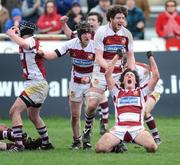 11 March 2009; Colaiste Iognaid players celebrate at the final whistle. Connacht Schools Senior Cup Final, Colaiste Iognaid v Sligo Grammar School, Sportsground, Galway. Picture credit: Ray Ryan / SPORTSFILE