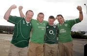 13 March 2009; Ireland rugby supporters, from left, Simon Murphy, Dublin, Shane Lawlor, Dublin, Tom Magner, Wicklow, and Eddie Bird, Longford, in Edinburgh ahead of Ireland's RBS Six Nations Championship game against Scotland on Saturday. Edinburgh, Scotland. Picture credit: Pat Murphy / SPORTSFILE