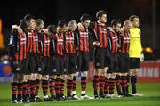 13 March 2009; The Bohemians players stand for a minutes silence for former Bohemians coach and trainer Kevin Healy. League of Ireland Premier Division, Bohemians v Derry City, Dalymount Park, Dublin. Picture credit: Brian Lawless / SPORTSFILE