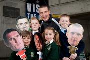 10 March 2009; “School tour with your GAA hero”: Kerry footballer Kieran Donaghy with nine-year-old Seán Mac Tomáis, from Gaelscoil Thulach na Nóg, Dúnbúinne,  John Mitchell, 9 years, Dunboyne Senior Primary School, and five-year-old twins Poppy and Alex Conroy, from St Patrick's National School, Diswellstown, Castlknock, Dublin, brandishing photographs of their GAA heroes at a photocall to launch a new initiative.  The competition, which is open to all primary school children, will allow the winner to bring their class on a GAA Museum and Croke Park Stadium Tour.  For details visit www.crokepark.ie or email gaamuseum@crokepark.ie - GAA Museum, Croke Park, Dublin. Picture credit: Ray McManus / SPORTSFILE