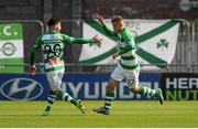5 September 2015; Shamrock Rovers' Gareth McCaffrey, right, celebrates with team-mate Brandon Miele after scoring his side's first goal. SSE Airtricity League Premier Division, Shamrock Rovers v Bohemians. Tallaght Stadium, Tallaght, Co. Dublin. Picture credit: Seb Daly / SPORTSFILE