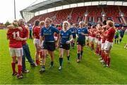 5 September 2015; Leinster players leave the pitch after defeat to Munster. Women's Interprovincial, Munster v Leinster. Thomond Park, Limerick. Picture credit: Diarmuid Greene / SPORTSFILE