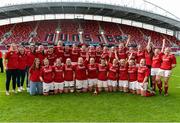 5 September 2015; The Munster squad celebrate with the cup after victory over Leinster. Women's Interprovincial, Munster v Leinster. Thomond Park, Limerick. Picture credit: Diarmuid Greene / SPORTSFILE