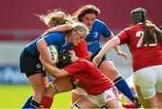 5 September 2015; Elise O'Byrne White, Leinster, in action against Amy Desmond, left, and Siobhan Flemming, Munster. Women's Interprovincial, Munster v Leinster. Thomond Park, Limerick. Picture credit: Diarmuid Greene / SPORTSFILE