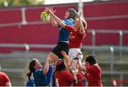 5 September 2015; Orla Fitzsimons, Leinster, wins possession in a lineout ahead of Siobhan Flemming, Munster. Women's Interprovincial, Munster v Leinster. Thomond Park, Limerick. Picture credit: Diarmuid Greene / SPORTSFILE