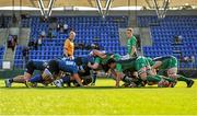 5 September 2015; A view of a scrum between Leinster and Connacht. U19 Interprovincial Rugby Championship, Round 1, Leinster v Connacht. Donnybrook Stadium, Donnybrook, Dublin. Picture credit: Sam Barnes / SPORTSFILE