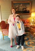 16 March 2009; President Mary McAleese with Special Olympics athlete Clara Keoghan, from Ballsbridge, Dublin, who celebrates her 20th birthday today, during a reception to acknowledge all those who contributed to the 2009 Special Olympics World Winter Games in Boise, Idaho, USA. The reception was hosted by the President in Áras an Uachtaráin, Phoenix Park, Dublin. Picture credit: Ray McManus / SPORTSFILE