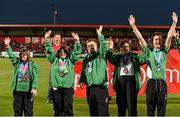 5 September 2015; Special Olympics Ireland team members are introduced to the crowd at half-time following their recent success the Special Olympics world games in LA. Guinness PRO12 Round 1, Munster v Benetton Treviso. Irish Independent Park, Cork. Picture credit: Diarmuid Greene / SPORTSFILE