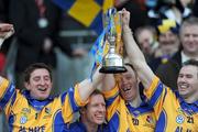 17 March 2009; Portumna captain Ollie Canning, second from left, lifts the cup with team-mates David Canning, left, Mike Gill, 20, and Pierce Tracy. AIB All-Ireland Senior Club Hurling Championship Final, Portumna, Co. Galway, v De La Salle, Waterford, Croke Park, Dublin. Picture credit: Ray McManus / SPORTSFILE