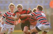 19 March 2009; John McGuiness, Kilkenny College, in action against Sam Deasy, left, Kenneth McLoughli, hidden, and David Brownlow, 8, Wesley College. Vinnie Murray Cup Final, Kilkenny College v Wesley College, Donnybrook Stadium, Dublin. Picture credit: Pat Murphy / SPORTSFILE