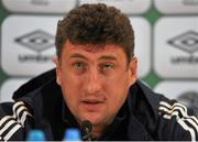 6 September 2015; Georgia Head Coach, Kakhaber Tskhadadze during a press conference. Aviva Stadium, Lansdowne Road, Dublin. Picture credit: Sam Barnes / SPORTSFILE