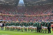 21 March 2009; The Ireland squad stand for the national anthem before the game. RBS Six Nations Championship, Wales v Ireland, Millennium Stadium, Cardiff, Wales. Picture credit: Brendan Moran / SPORTSFILE