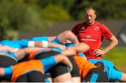 8 September 2015; Munster technical advisor Mick O'Driscoll watches over a scrum during squad training. University of Limerick, Limerick. Picture credit: Seb Daly / SPORTSFILE