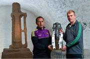 9 September 2015; Wexford manager JJ Doyle, left, and Limerick manager John Kiely were in Cashel today to mark this weekend’s Bord Gáis Energy GAA Hurling U-21 All-Ireland Championship Final. This is the final time the Cross of Cashel trophy will be awarded to the winning team, meaning Wexford or Limerick will be the last side to have the honour of lifting the iconic trophy. All the action from this game will be live on TG4 at 7pm on Saturday 12th September and fans can vote for their player of the match by using hBGE. The Rock of Cashel, Cashel, Co. Tipperary. Picture credit: Ramsey Cardy / SPORTSFILE