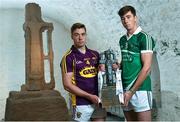 9 September 2015; Wexford captain Eoin Conroy, left, and Limerick captain Diarmuid Byrnes were in Cashel today to mark this weekend’s Bord Gáis Energy GAA Hurling U-21 All-Ireland Championship Final. This is the final time the Cross of Cashel trophy will be awarded to the winning team, meaning Wexford or Limerick will be the last side to have the honour of lifting the iconic trophy. All the action from this game will be live on TG4 at 7pm on Saturday 12th September and fans can vote for their player of the match by using hBGE. The Rock of Cashel, Cashel, Co. Tipperary. Picture credit: Ramsey Cardy / SPORTSFILE