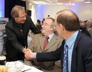 23 March 2009; Former Cork manager Gerald McCarthy in conversation with Seanie O'Leary and Martin O'Doherty, right, at the function to honour the Cork Hurling teams that won three All-Ireland in a row 1976, 1977, and 1978, who were honoured in the latest in the ASJI  Lucozade Sport Sporting Legends series which are organised each year by the Association of Sports Journalists in Ireland, in association with Lucozade Sport. Rochestown Park Hotel, Rochestown, Cork. Picture credit: Ray McManus / SPORTSFILE