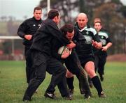 7 November 2000; Anthony Foley is tackled by Girvan Dempsey during the Ireland Rugby training session at Dr Hickey Park in Greystones, Wicklow. Photo by Damien Eagers/Sportsfile