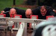 7 November 2000; Ireland from left, John Hayes, Keith Wood and Peter Clohessy during the Ireland Rugby training session at Dr Hickey Park in Greystones, Wicklow. Photo by Damien Eagers/Sportsfile