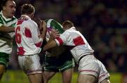 11 November 2000; Terry O'Connor of Ireland is tackled by Kris Radlinski and Sean Long, left, of England during a Rugby League World Cup match between England and Ireland at Headingley in Leeds, England. Photo by Matt Browne/Sportsfile
