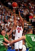 21 September 2000;Allan Houston of USA during the basketball match between USA and Lithuania in The Dome, Sydney Olympic Park, Homebush Bay, Sydney, Australia. Photo by Brendan Moran/Sportsfile
