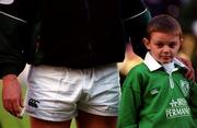 11 November 2000;  Mascot Luke Clohessy ahead of the International Rugby friendly match between Ireland and Japan at Lansdowne Road in Dublin. Photo by Ray Lohan/Sportsfile