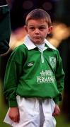 11 November 2000;  Mascot Luke Clohessy ahead of the International Rugby friendly match between Ireland and Japan at Lansdowne Road in Dublin. Photo by Ray Lohan/Sportsfile