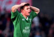 11 November 2000; Brian O'Driscoll of Ireland during the International Rugby friendly match between Ireland and Japan at Lansdowne Road in Dublin. Photo by Ray Lohan/Sportsfile