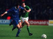 26 April 2000; Robbie Keane of Republic of Ireland in action against Georgios Amanatidis Greece during the International Friendly match between Republic of Ireland and Greece at Lansdowne Road in Dublin. Photo by David Maher/Sportsfile