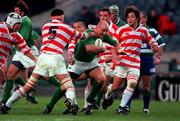 11 November 2000; Keith Wood of Ireland bursts past Japan's Hiroyuki Tanuma during the International Rugby friendly match between Ireland and Japan at Lansdowne Road in Dublin. Photo by Ray Lohan/Sportsfile