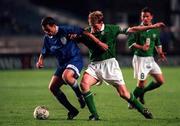 26 April 2000; Steve Staunton of Republic of Ireland in action against Giorgos Giorgiaidis of Greece during the International Friendly match between Republic of Ireland and Greece at Lansdowne Road in Dublin. Photo by David Maher/Sportsfile