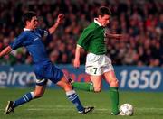 26 April 2000; Steve Finnan of Republic of Ireland in action against against Greece during the International Friendly match between Republic of Ireland and Greece at Lansdowne Road in Dublin. Photo by David Maher/Sportsfile