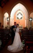 25 November 2000; Irish athlete Ms. Catherina McKiernan and Mr. Damien O'Reilly who were married at the Church of the Immaculate Conception, Coronea in Cavan. Photo by Brendan Moran/Sportsfile