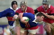 9 December 2000; Gordon Ryan of UL Bohemians is tackled by Mike Ross of UCC during the AIB League Division 1 match between UL Bohemians RFC and UCC RFC at Thomond Park in Limerick. Photo by Ray Lohan/Sportsfile