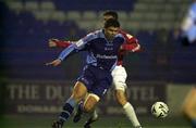 15 December 2000; Kevin Grogan, UCD in action against Jim Crawford, Shelbourne. eircom league, Shelbourne v UCD, Tolka Park, Dublin. Soccer. Picture credit; Brendan Moran/SPORTSFILE *(EDI)*